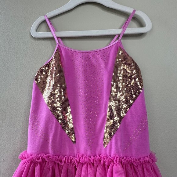 COTTON ON Kids Superhero Dress Girls 7 Gold Sequins Pink Tulle Princess CottonOn - Picture 3 of 6